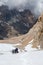 Alpine Climbers on Snowfield