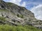 Alpine climbing rocks between the alpine lakes Melchsee or Melch lake and Tannensee or Tannen lake in the Uri Alps massif