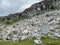 Alpine climbing rocks between the alpine lakes Melchsee or Melch lake and Tannensee or Tannen lake in the Uri Alps massif