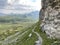 Alpine climbing rocks between the alpine lakes Melchsee or Melch lake and Tannensee or Tannen lake in the Uri Alps massif