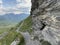 Alpine climbing rocks between the alpine lakes Melchsee or Melch lake and Tannensee or Tannen lake in the Uri Alps massif