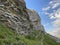 Alpine climbing rocks between the alpine lakes Melchsee or Melch lake and Tannensee or Tannen lake in the Uri Alps massif