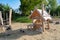 Alpine dairy on playground in German Alps