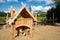 Alpine dairy on playground in German Alps