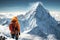 Alpine determination Illustration captures a man climbing snowy mountains