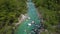 Alpine emmerald river soca in slovenian alps 4k aerial view - fresh water concept