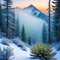 alpine forest watercolor sparse dutone warm