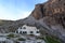 Alpine hut Rifugio Carducci and Sexten Dolomites mountains in South Tyrol
