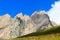 Alpine hut Sajathutte and mountain Rote Saule in the Alps, Austria