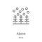 alpine icon vector from arctic collection. Thin line alpine outline icon vector illustration. Linear symbol for use on web and