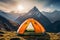 Alpine isolation a tent alone on the mountains lofty summit