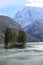 Alpine lake called Lago del Predil in Northern Italy