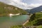 Alpine lake called Nassfeld Speicher in Hohe Tauern National Park. Austria