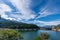 Alpine lake with dam - Lago di Paneveggio Trentino Alto Adige Italy