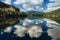 Alpine Lake Dramatic Sky Reflection