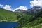Alpine lake (lago) dam Morasco, Formazza valley, Italy