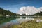 Alpine lake seebensee with wetterstein mountain