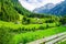 Alpine landscape with green meadows, Alps, Austria