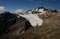 Alpine landscape panorama of glacier ice on summit of Mount Brewster Southern Alps seen from Mount Armstrong New Zealand