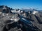 Alpine landscape panorama of glacier ice on summit of Mount Brewster Southern Alps seen from Mount Armstrong New Zealand
