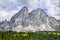 Alpine landscape with rocky mountains in Dolomites