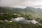 Alpine lodges near lake