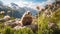 Alpine Marmots Peeking from Burrows. Generative AI