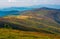 Alpine meadows over the flat mountain ridge