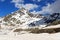 Alpine mountain Corno dei Tre Signori and snowfield in Stelvio National Park