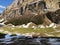 Alpine mountain pasture valley Alpsee in the Alpstein mountain range and in the Appenzellerland region