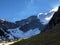 Alpine mountain pasture valley Alpsee in the Alpstein mountain range and in the Appenzellerland region