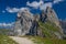 Alpine mountain peak in Italy Alps, Seceda Odle.
