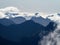 Alpine mountain silhouette layers nature landscape panorama from Brewster Hut West Coast Otago Southern Alps New Zealand