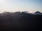 Alpine mountain silhouette layers nature landscape panorama from Brewster Hut West Coast Otago Southern Alps New Zealand