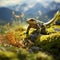 Alpine Newt Walking through a Field of Moss