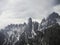 Alpine panorama of Cadini di Misurina mountain range group from Tre Cime di Lavaredo in Dolomites South Tyrol Italy alps