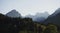 Alpine panorama of Julian Alps Karawanks mountain landscape forest near Tarvisio Italy Austria Slovenia border Europe