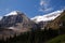 Alpine paradise with snow, glacier, peaks and trees