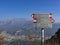 Alpine path signs in Lecco area