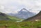 Alpine peaks landskape background. Bachalpsee lake, Grindelwald, Bernese highland. Alps, tourism, journey, hiking