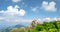 Alpine plateau clouds float across the sky