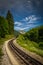 Alpine rack railway track to Schafberg in Austrian