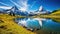 Alpine Serenity: Panoramic View of Mt. Schreckhorn and Wetterhorn at Bachalpsee, Swiss Alps