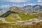 Alpine serpentine road to the Col du Galibier pass.