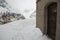 Alpine shelter in Mer de Glace valley under Mont Blanc massif in French Alsp