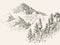Alpine sketch, mountain ranges