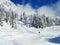 Alpine Skiers on snowy slopes