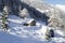Alpine snow-covered hut