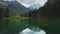 Alpine spring landscape with mountain lake