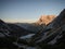 Alpine sunrise panorama of Zugspitze mountain massif and Seebensee lake in Ehrwald Tyrol Austria alps Germany Europe